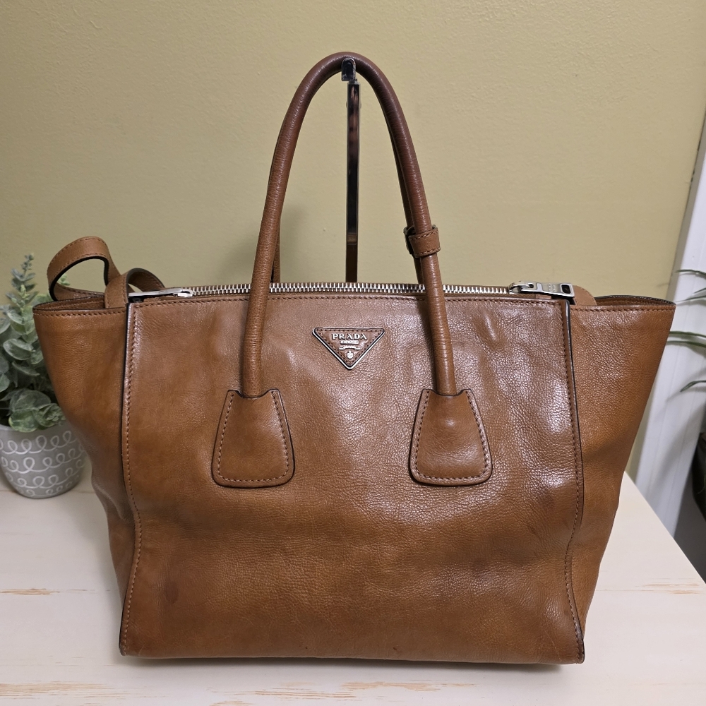 Prada Brown Leather Tote Bag